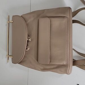 M2MAlletier Tan Calfskin Leather Backpack